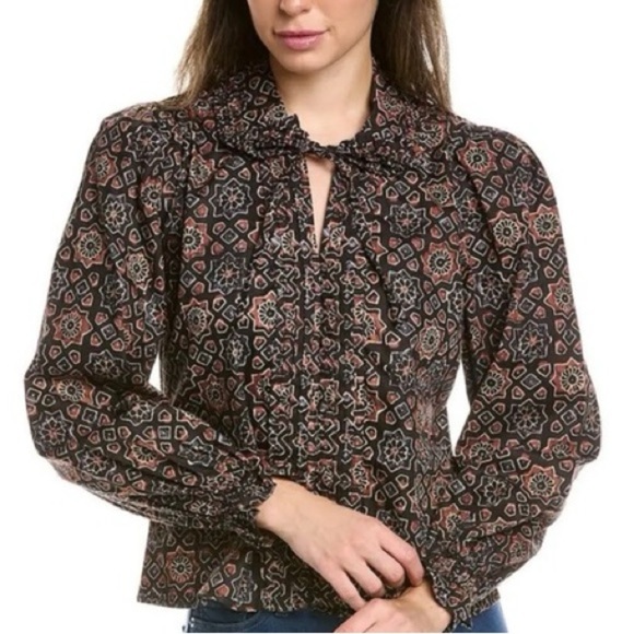 Walter Baker “Cameron” Mosaic Print Ruffle Blouse | Size S - Picture 1 of 8